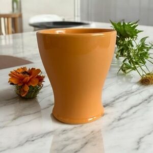 Ed Arrangements Custom Bright Orange Pottery Vase 4.75"x5.5" Planter Decor